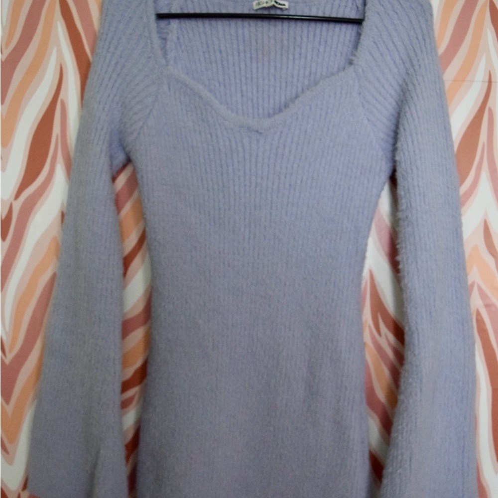 Fashion Nova Lavender Knit Long Sleeve Dress